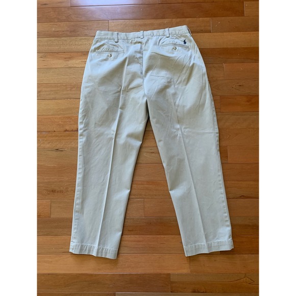 Polo Ralph Lauren Mens 38x30 Ethan Pants Khaki Pleated‎ 100% Cotton - Picture 4 of 11